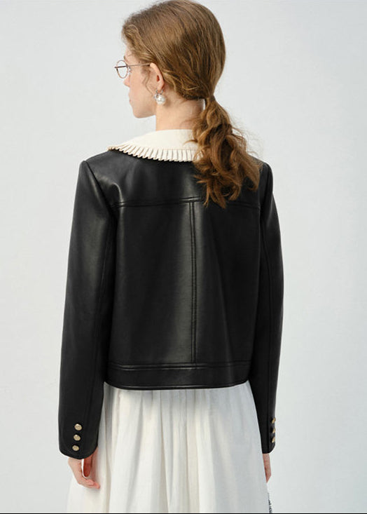 Orvani Contrast-Collar Leather Jacket