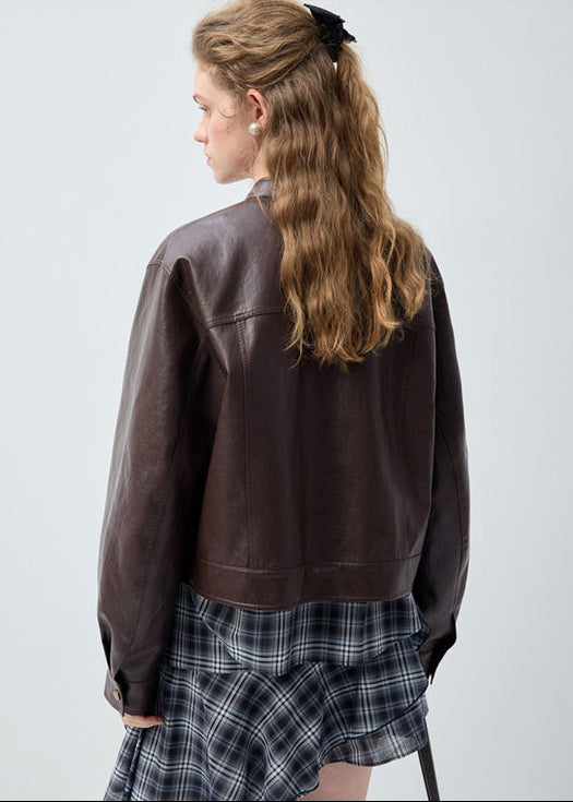 Orvani Cropped Leather Bomber Jacket