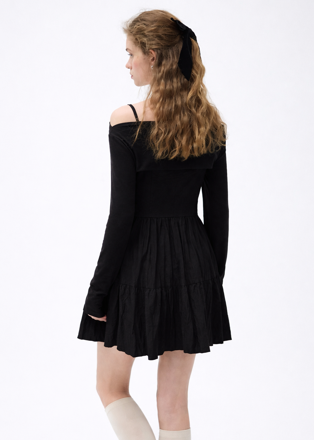 Orvani Off Shoulder Black Mini Dress