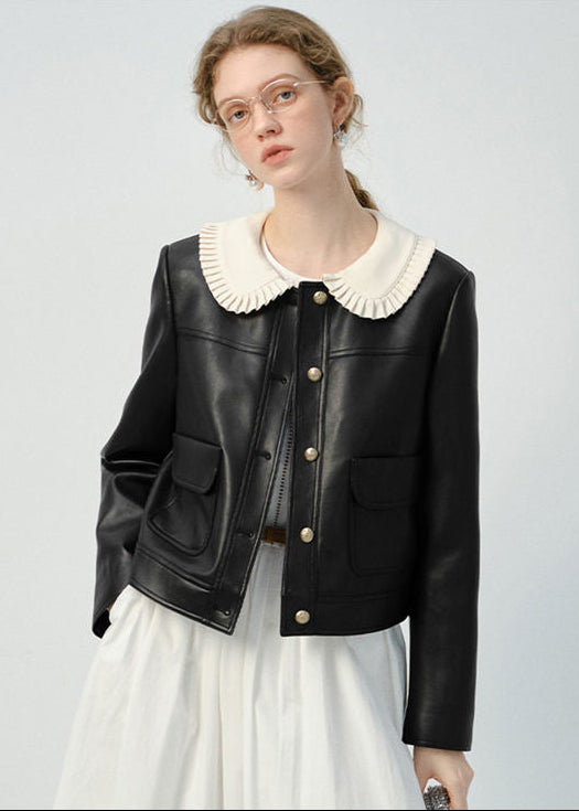 Orvani Contrast-Collar Leather Jacket