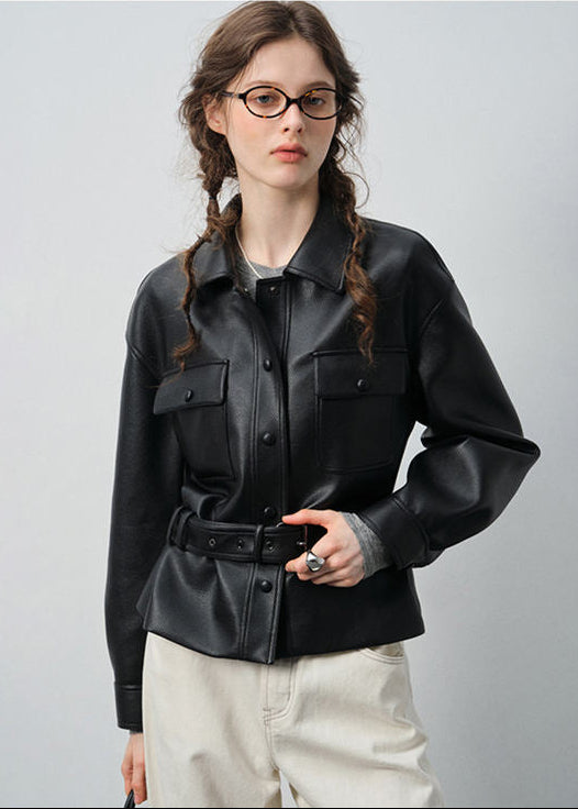 Orvani Cinched Utility Leather Jacket