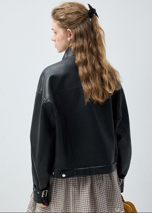 Orvani Minimal Leather Zip Jacket