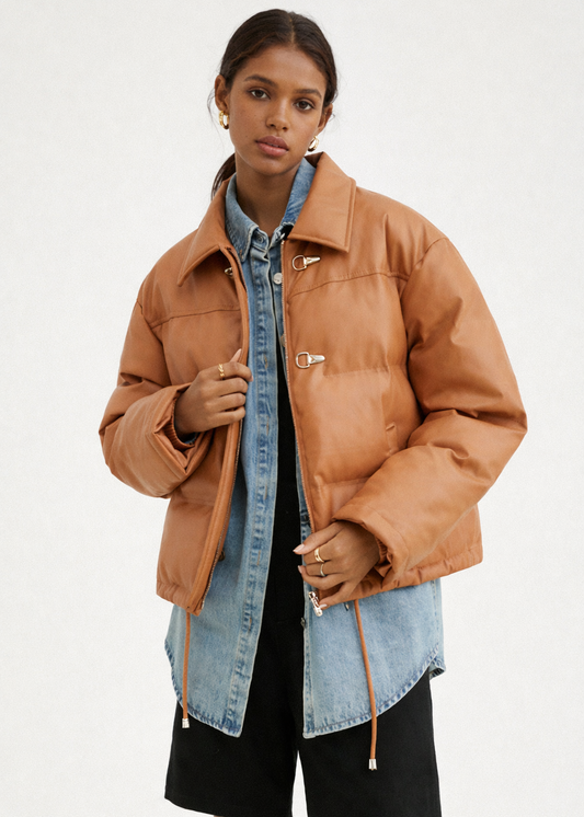 Orvani Padded Leather-Feel Jacket