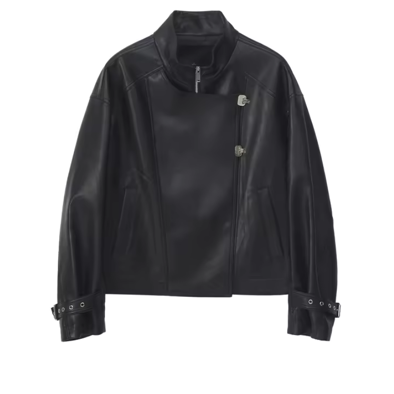 Orvani Minimal Leather Zip Jacket