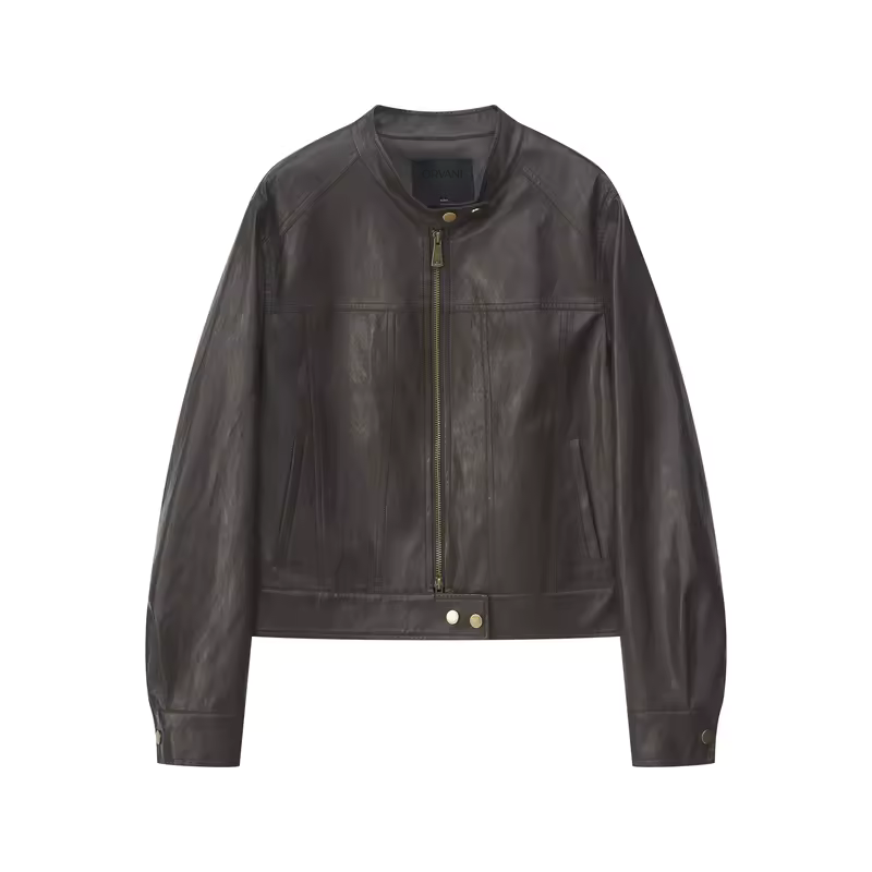 Orvani Cropped Leather Bomber Jacket