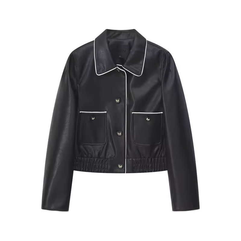 Orvani Contrast-Piped Leather Jacket